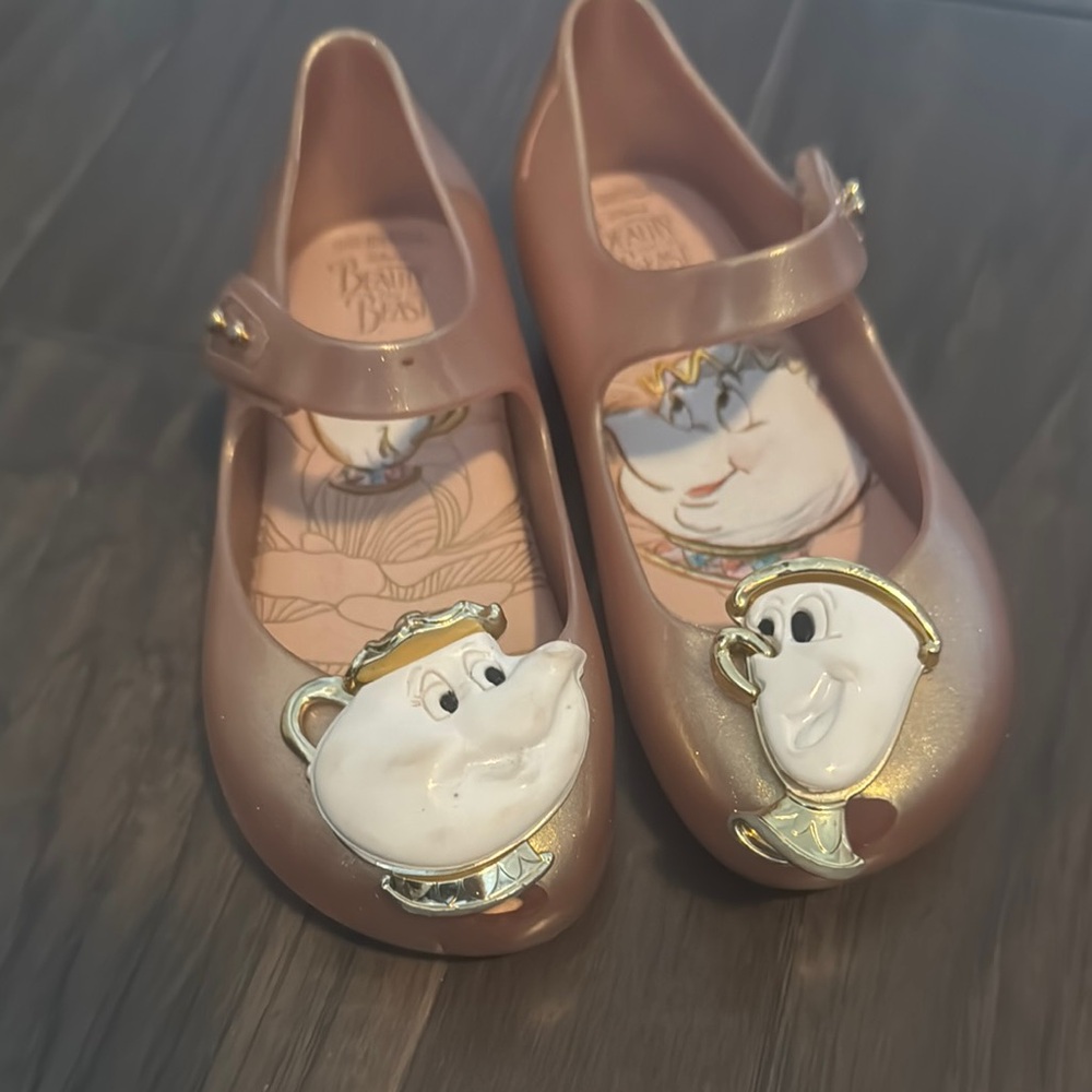 Mini Melissa rose gold Disney belle shoes